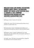 BIOLOGY HOW LIFE WORKS 4TH EDITION MORRIS HARTL KNOLL LUE MICHAEL BERRY TEST BANK LATEST EDITION 2023- 24 GRADE A&plus; 100&percnt; VERIFIED FINAL STUDY GUIDE 2026 SOLVED QUESTIONS FULLY CORRECT