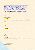 Illinois Pesticide Applicator Test &vert; A&plus; Answer Key with Complete Verified Questions for 2026 &vert; 2027&period;