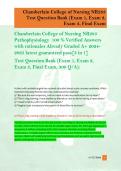 Chamberlain College of Nursing NR283  Pathophysiology  100 &percnt; Verified Answers  with rationales Already Graded A&plus; 2024 2025 latest guaranteed pass&lbrack;3 in 1&rsqb;  Test Question Bank &lpar;Exam 1&comma; Exam 2&comma;  Exam 3&comma; Final Exam