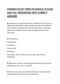 PHARMACOLOGY NURS 251 MODULE 10 EXAM 2026 FULL PREPARATION WITH CORRECT ANSWERS