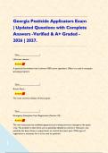 Georgia Pesticide Applicators Exam &vert; Updated Questions with Complete Answers -Verified & A&plus; Graded -2026 &vert; 2027&period;     