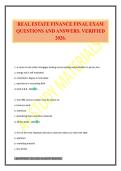 REAL ESTATE FINANCE FINAL EXAM QUESTIONS AND ANSWERS&period; VERIFIED 2026&period;