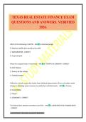 TEXAS REAL ESTATE FINANCE EXAM QUESTIONS AND ANSWERS&period; VERIFIED 2026&period;