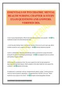 ESSENTIALS OF PSYCHIATRIC MENTAL HEALTH NURSING CHAPTER 16 STUDY EXAM QUESTIONS AND ANSWERS&period; VERIFIED 2026&period;