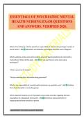 ESSENTIALS OF PSYCHIATRIC MENTAL HEALTH NURSING EXAM QUESTIONS AND ANSWERS&period; VERIFIED 2026&period;