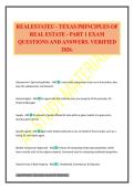 REALESTATEU - TEXAS PRINCIPLES OF REAL ESTATE - PART 1 EXAM QUESTIONS AND ANSWERS&period; VERIFIED 2026&period;