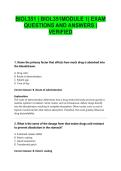 BIOL351 &vert; BIOL351MODULE 1&vert; EXAM QUESTIONS AND ANSWERS &vert; VERIFIED &vert; LATEST UPDATE