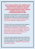 NUR 2474 EXAM 2 NEWEST 2026 PHARMACOLOGY  FOR PROFFESIONAL NURSING ACTUAL EXAM  COMPLETE 100 QUESTIONS AND CORRECT  DETAILED ANSWERS&vert;&vert;VERIFIED EXAM&excl;&excl; &lpar;VERIFIED  ANSWERS&rpar; &vert;ALREADY GRADED  A&plus;&lpar;RASMUSSEN&rpar;&vert;&vert;NEWEST EXAM&excl;&excl; 