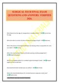 SURGICAL TECH FINAL EXAM QUESTIONS AND ANSWERS&period; VERIFIED 2026&period;