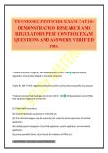 TENNESSEE PESTICIDE EXAM CAT 10- DEMONSTRATION RESEARCH AND REGULATORY PEST CONTROL EXAM QUESTIONS AND ANSWERS&period; VERIFIED 2026&period;