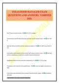 TEXAS FOOD MANAGER EXAM QUESTIONS AND ANSWERS&period; VERIFIED 2026&period;