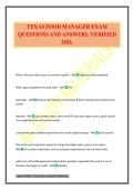 TEXAS FOOD MANAGER EXAM QUESTIONS AND ANSWERS&period; VERIFIED 2026&period;