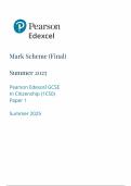 2025 Pearson Edexcel GCSE Citizenship Studies PAPER 1 MARK SCHEME 1CS0&sol;01