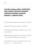 CLG 006 Certifying Officer QUESTIONS  AND CORRECT DETAILED ANSWERS  &lpar;VERIFIED ANSWERS&rpar; &vert;ALREADY  GRADED A&plus;&vert;&vert;BRAND NEW&excl;&excl;