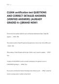 CLEAN certification test QUESTIONS  AND CORRECT DETAILED ANSWERS  &lpar;VERIFIED ANSWERS&rpar; &vert;ALREADY  GRADED A&plus;&vert;&vert;BRAND 