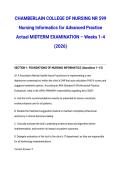 CHAMBERLAIN COLLEGE OF NURSING NR 599 Nursing Informatics for Advanced Practice Actual MIDTERM EXAMINATION &ndash; Weeks 1-4 &lpar;2026&rpar;