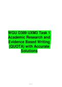 WGU D389 UXM3 Task 1 Academic Research and Evidence Based Writing &lpar;QUOTA&rpar; with Accurate Solutions 2026