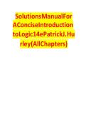 Solutions Manual for A Concise Introduction to Logic 14e by Patrick J&period; Hurley &lpar;All Chapters&rpar;