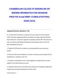 CHAMBERLAIN COLLEGE OF NURSING NR 599 NURSING INFORMATICS FOR ADVANCED PRACTICE Actual WEEK 4 CUMULATIVE FINAL EXAM &lpar;2026&rpar;
