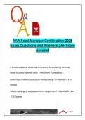 AAA Food Manager Certification 2026 &ndash; 150 Questions with Answers &vert; TCS&comma; Allergen Safety&comma; HACCP&comma; ALERT