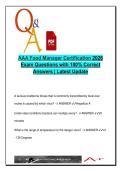 AAA Food Manager Certification 2026 &ndash; 100&plus; Questions with Correct Answers &vert; TCS&comma; HACCP&comma; Pathogens&comma; ALERT