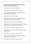 Wastewater Treatment Operator Certification Test &num;4 Questions With Complete Solutions