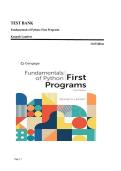 TEST BANK&lowbar;&lowbar;Fundamentals of Python&colon; First Programs 3rd Edition by Kenneth Lambert &comma; ISBN&colon; 9780357881019 &vert;All Chapters Included&vert;  Guide A&plus;
