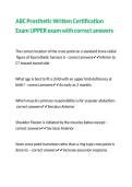 ABC Prosthetic Written Certification Exam UPPER exam with correct answers