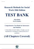 Complete Test Bank - Research Methods for Social Work&comma; 10th Edition &ndash; Allen Rubin&comma; Earl R&period; Babbie &ndash; ISBN 9780357764701 &lpar;All Chapters Covered 1&ndash;25&rpar;