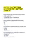 ACC 255 PRACTICE EXAM QUESTIONS WITH CORRECT ANSWERS