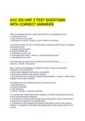 ACC 255 UNIT 2 TEST QUESTIONS WITH CORRECT ANSWERS