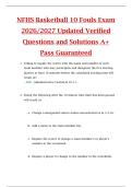 NFHS Basketball 10 Fouls Exam  2026&sol;2027 Updated Verified  Questions and Solutions A&plus;  Pass Guaranteed