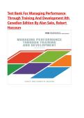 Test Bank For Managing Performance through Training and Development 8th Canadian Edition By Alan Saks&comma; Robert Haccoun&vert; 9780176798079&vert; All Chapters 1-14&vert; LATEST