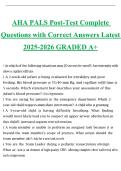 AHA PALS Post-Test Complete  Questions with Correct Answers Latest  2025-2026 GRADED A&plus;