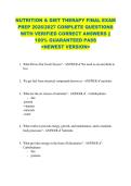 NUTRITION & DIET THERAPY FINAL EXAM  PREP 2026&sol;2027 COMPLETE QUESTIONS  WITH VERIFIED CORRECT ANSWERS &vert;&vert;  100&percnt; GUARANTEED PASS  <NEWEST VERSION> 