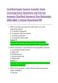 Certified Septic System Installer State  Licensing Exam Questions and Correct  Answers &lpar;Verified Answers&rpar; Plus Rationales  2026 Q&A &vert; Instant Download Pdf 