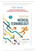 Test Bank For Quick & Easy Medical Terminology&comma; 10th Edition&comma; By Peggy C&period; Leonard All Chapters 1-15 LATEST
