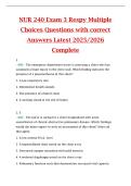NUR 240 Exam 3 Respy Multiple  Choices Questions with correct  Answers Latest 2025&sol;2026  Complete 