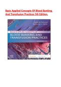   Test bank for Basic applied concepts of blood banking and transfusion practices 5th edition With Latest Edition 2026