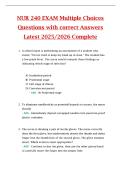 NUR 240 EXAM Multiple Choices  Questions with correct Answers  Latest 2025&sol;2026 Complete