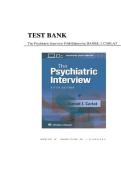 Test Bank for The Psychiatric Interview 5th Edition by Daniel J&period; Carlat&vert;9781975212988&vert; All Chapters&vert; LATEST