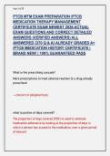 PTCB MTM EXAM PREPARATION &sol;PTCB  MEDICATION THERAPY MANAGEMENT  CERTIFICATE EXAM NEWEST 2026 ACTUAL  EXAM QUESTIONS AND CORRECT DETAILED  ANSWERS &lpar;VERIFIED ANSWERS&rpar; ALL  ANSWERED &lbrace;370 Q & A&rcub; ALREADY GRADED A&plus;  &sol;PTCB MEDICATION HISTORY CERTIFICATE &vert;  BRAND