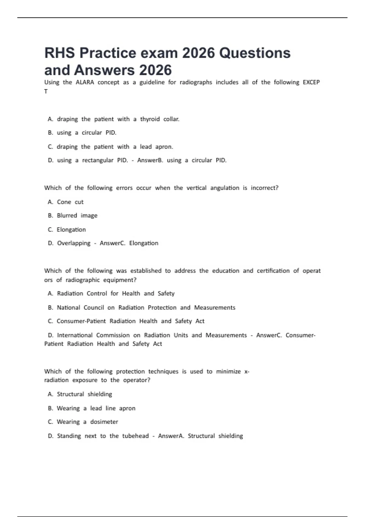 RHS Practice exam 2026 Questions and Answers 2026 - Nanb - Stuvia US