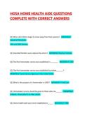 HOSA HOME HEALTH AIDE QUESTIONS COMPLETE WITH CORRECT ANSWERS