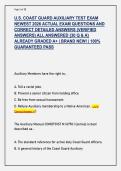 U&period;S&period; COAST GUARD AUXILIARY TEST EXAM  NEWEST 2026 ACTUAL EXAM QUESTIONS AND  CORRECT DETAILED ANSWERS &lpar;VERIFIED  ANSWERS&rpar; ALL ANSWERED &lbrace;30 Q & A&rcub;  ALREADY GRADED A&plus; &vert; BRAND NEW&excl; &vert; 100&percnt;  GUARANTEED PASS