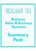 Grade 11 Business Studies Summary &lpar;Business Roles & Ventures&rpar;