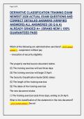 DERIVATIVE CLASSIFICATION TRAINING EXAM  NEWEST 2026 ACTUAL EXAM QUESTIONS AND  CORRECT DETAILED ANSWERS &lpar;VERIFIED  ANSWERS&rpar; ALL ANSWERED &lbrace;30 Q & A&rcub;  ALREADY GRADED A&plus; &vert; BRAND NEW&excl; &vert; 100&percnt;  GUARANTEED PASS
