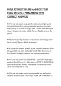 PHTLS 10TH EDITION PRE AND POST TEST EXAM 2026 FULL PREPARATION WITH CORRECT ANSWERS