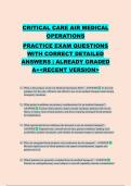  CRITICAL CARE AIR MEDICAL OPERATIONS PRACTICE EXAM QUESTIONS WITH CORRECT DETAILED ANSWERS &vert; ALREADY GRADED A&plus;<RECENT VERSION>