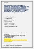 AGMT ARCHITECTURAL GLASS & METAL  TECHNICIAN CERTIFICATION EXAM NEWEST 2026  ACTUAL EXAM QUESTIONS AND CORRECT  DETAILED ANSWERS &lpar;VERIFIED ANSWERS&rpar; ALL  ANSWERED &lbrace;300 Q & A&rcub; ALREADY GRADED A&plus; &vert;  BRAND NEW&excl; &vert; 100&percnt; GUARANTEED PASS 